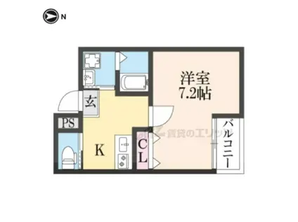 RAPPORT太秦広隆寺(1K/4階)の間取り写真