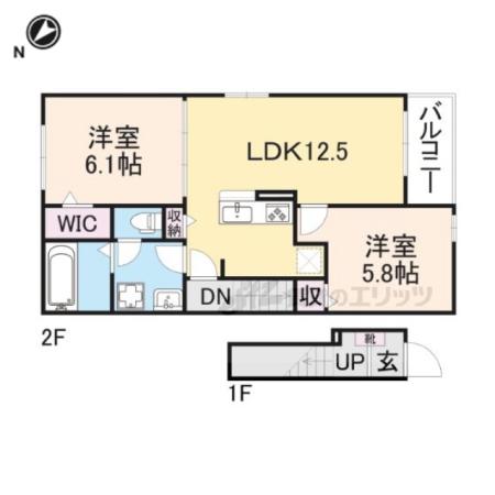 ベルカレント(2LDK/2階)の間取り写真
