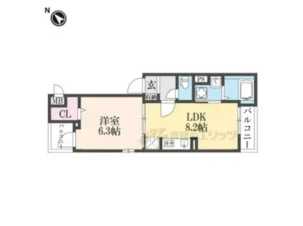 リベルテF・皐月(1LDK/2階)の間取り写真
