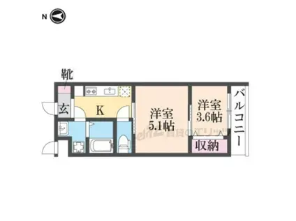 CREST TAPP京都丹波口(2K/2階)の間取り写真