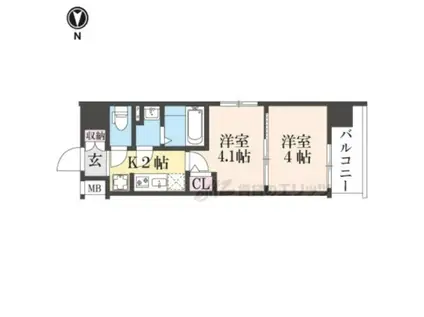 東海道本線 西大路駅 徒歩10分 10階建 新築(2K/3階)の間取り写真