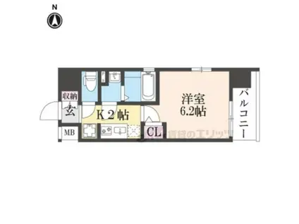 東海道本線 西大路駅 徒歩10分 10階建 新築(1K/8階)の間取り写真