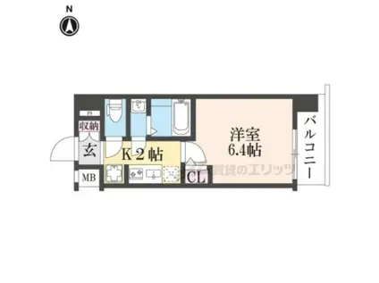 東海道本線 西大路駅 徒歩10分 10階建 新築(1K/10階)の間取り写真