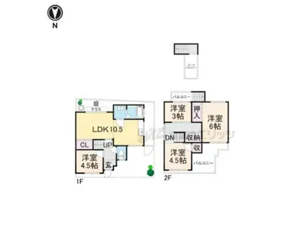 阪急電鉄京都線 洛西口駅 徒歩3分 2階建 築50年(4LDK)の間取り写真