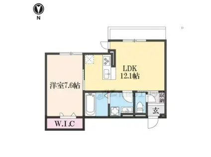 アウスレーゼ高畑(1LDK/1階)の間取り写真