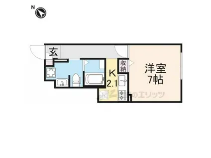ラトゥール平津(1K/1階)の間取り写真