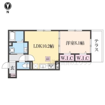 GRAMM深草 サウス(1LDK/1階)の間取り写真