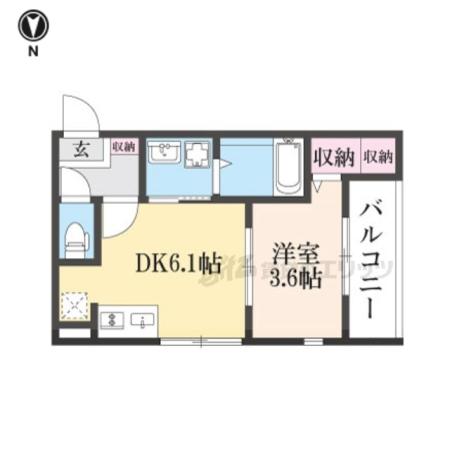 メゾン西月光(1DK/2階)の間取り写真