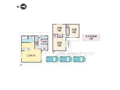 東海道本線 西大路駅 徒歩11分 2階建 築2年(3LDK)の間取り写真