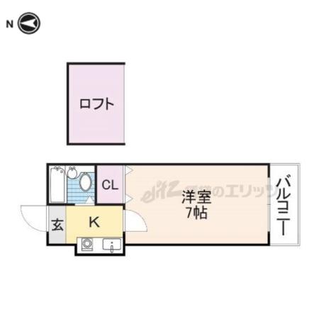 ショウロ御殿山(1K/2階)の間取り写真