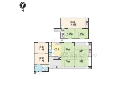 北陸本線 米原駅 徒歩19分 2階建 築46年(9DK)の間取り写真