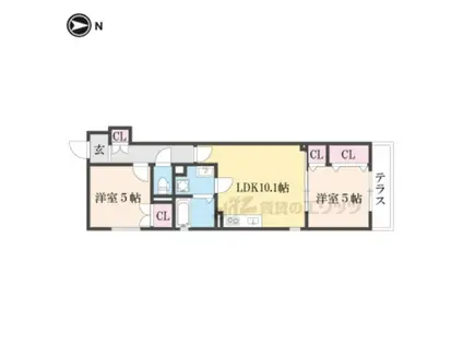 クリエオーレ天理(2LDK/3階)の間取り写真