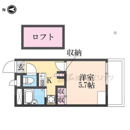 レオパレス武庫川B(1K/1階)の間取り写真