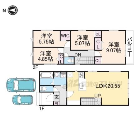 京阪電気鉄道石坂線 粟津駅(滋賀) 徒歩15分 2階建 築2年(4LDK)の間取り写真