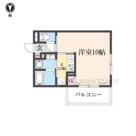 フォーレスト修学院(1K/2階)の間取り写真