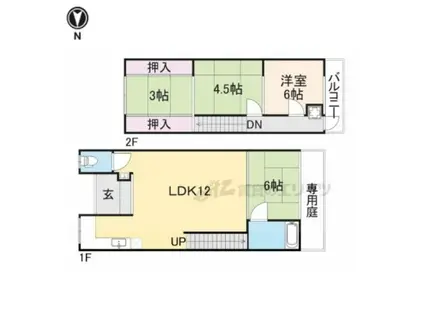 京福北野線 宇多野駅 徒歩3分 2階建 築126年(4LDK)の間取り写真