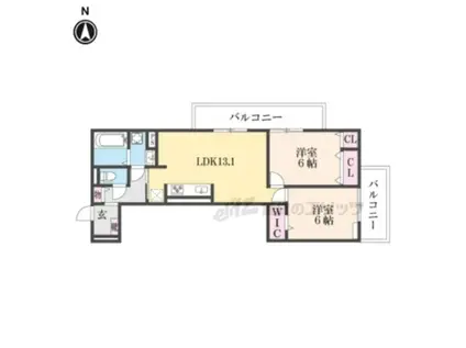 GRAMM奥海印寺 イースト(2LDK/2階)の間取り写真