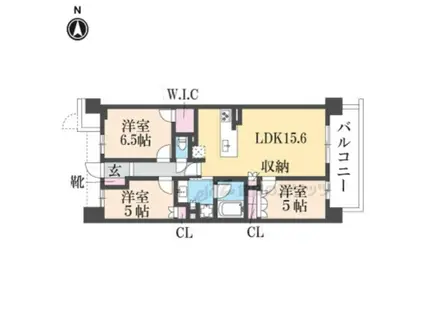 山陰本線 嵯峨嵐山駅 徒歩3分 5階建 築8年(3LDK/3階)の間取り写真