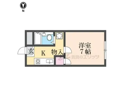 Kマンション日夏(1K/1階)の間取り写真