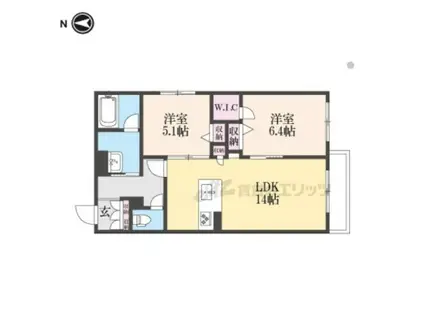 ローズフラット(2LDK/2階)の間取り写真