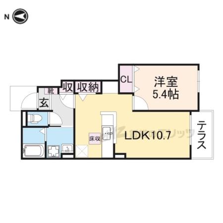 ラ・パルムドール(1LDK/1階)の間取り写真