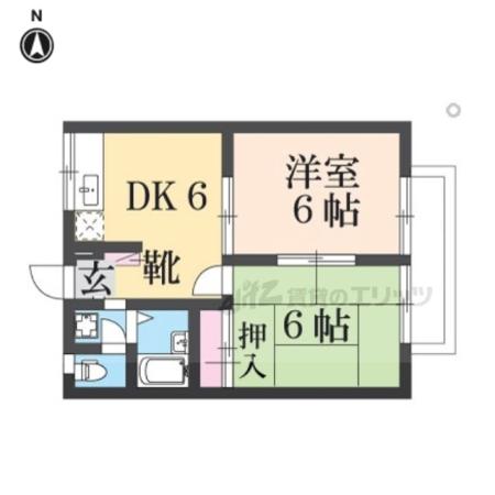 エステートピア築山2番館(2DK/1階)の間取り写真