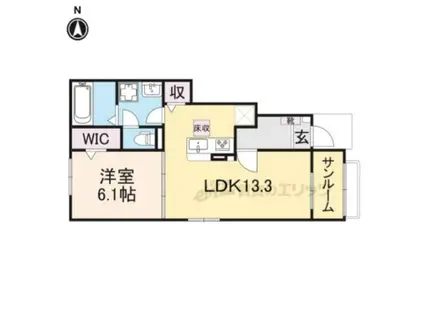 プリムローズ K(1LDK/1階)の間取り写真