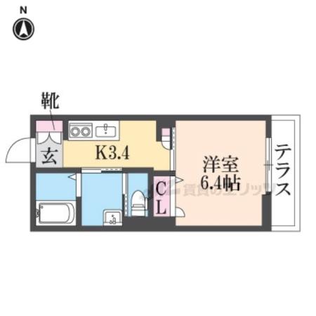 プロヌーブ 颯士(1K/2階)の間取り写真