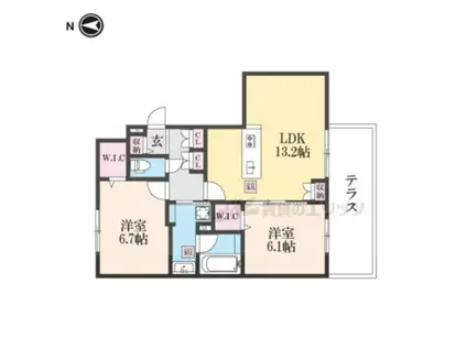 MAISON LOTUS TOJI(2LDK/1階)の間取り写真