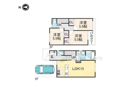 叡山電鉄 茶山・京都芸術大学駅 徒歩9分 2階建 築8年(3LDK)の間取り写真