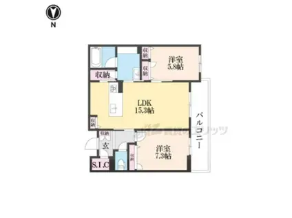 レジデンス三条宮前(2LDK/2階)の間取り写真