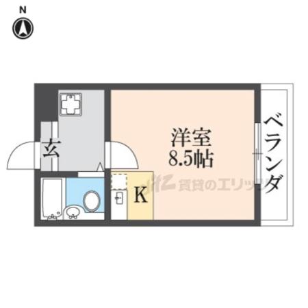 INOVE源氏ケ丘(1K/1階)の間取り写真