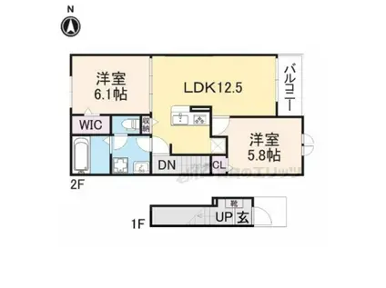 クローバー(2LDK/2階)の間取り写真