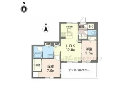 シャーメゾン 清風(2LDK/1階)の間取り写真