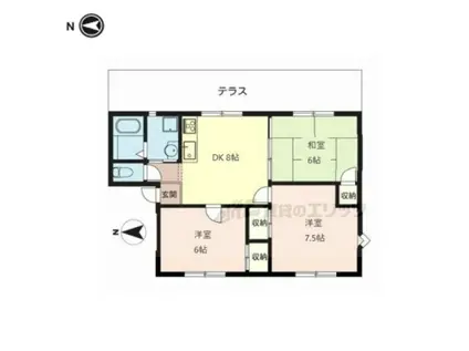 サンライズ三笠(3DK/1階)の間取り写真