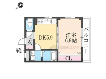 MKコート立花(1DK/2階)の間取り写真