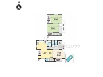 京阪電気鉄道京阪線 橋本駅(京都) 徒歩6分 2階建 築59年(3LDK)の間取り写真