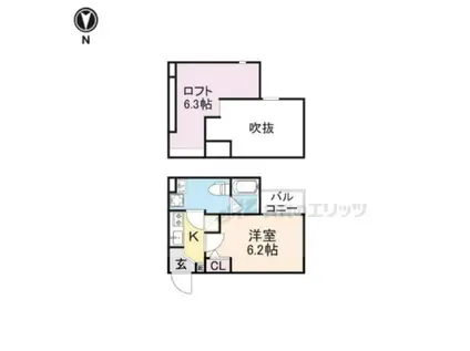 ROOM東園田(1K/1階)の間取り写真