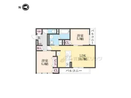 フィエルテ(2LDK/3階)の間取り写真