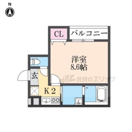 フジパレス西桜木町(1K/3階)の間取り写真