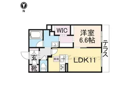 シャーメゾン リュエル八戸ノ里(1LDK/1階)の間取り写真