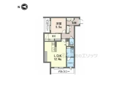 シャーメゾン リュエル八戸ノ里(1LDK/2階)の間取り写真