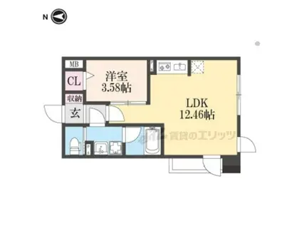 ベルヴィ石山(1LDK/2階)の間取り写真