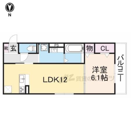 グレイスコートB棟(1LDK/2階)の間取り写真