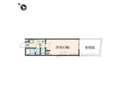 フラッティ谷口園町(1K/1階)の間取り写真