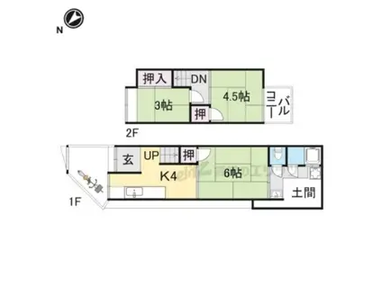 阪急電鉄嵐山線 嵐山駅(阪急) 徒歩4分 2階建 築58年(3DK)の間取り写真