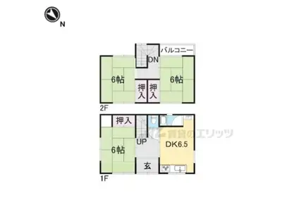 片町線 長尾駅(大阪) 徒歩15分 2階建 築48年(3DK)の間取り写真