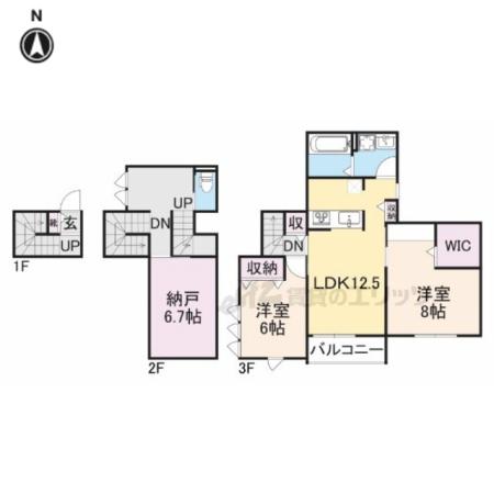 シルクメゾン岡崎(2LDK/2階)の間取り写真