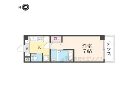 ラ・ポルテ武庫之荘(1K/1階)の間取り写真