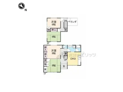 東海道本線 南草津駅 徒歩76分 2階建 築41年(4DK)の間取り写真